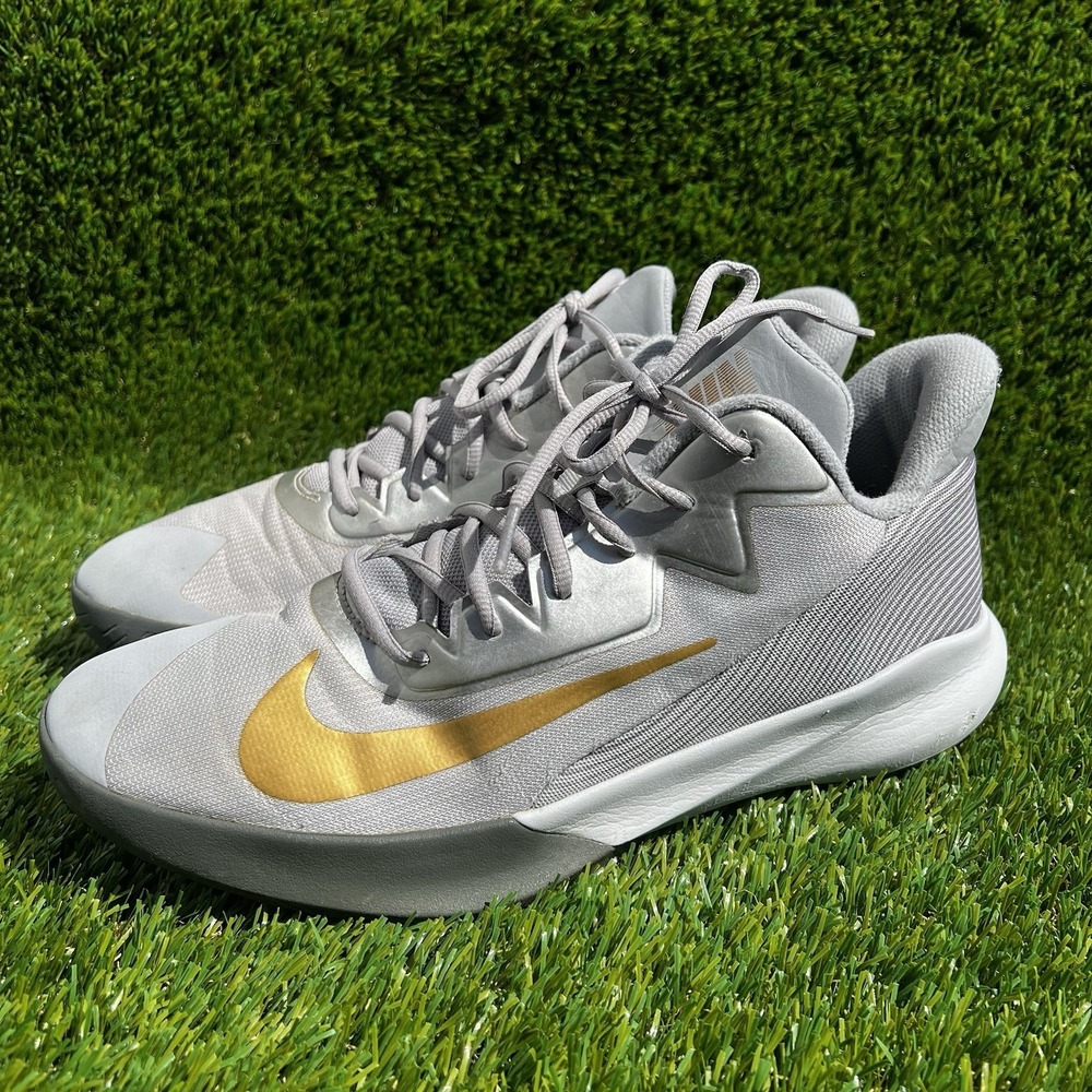 Nike Shoes Men Size 11 Precision IV Wolf Grey/Metallic Gold CK1069-007 Athletic